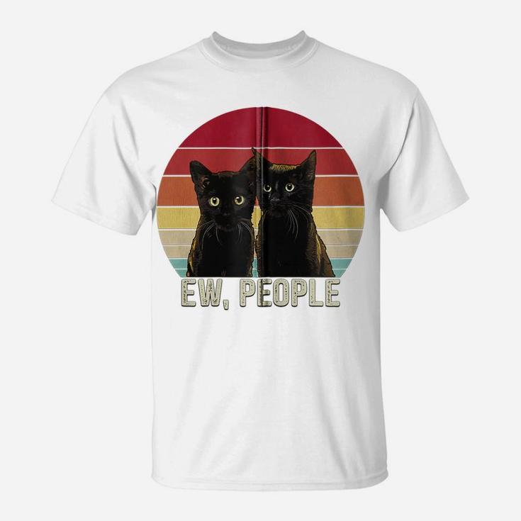 Ew People Funny Black Cats Vintage Kitten Lover Retro Womens Zip Hoodie T-Shirt