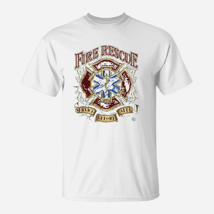 Firefighterdistressed Double Flagged Brotherhood T-Shirt