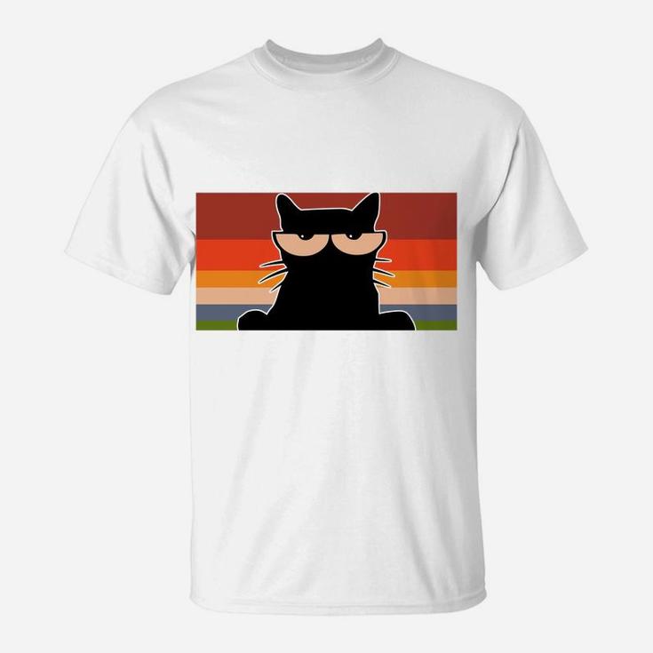 Funny Black Cat T Shirt For Cat Lovers - Vintage Retro Cat Sweatshirt T-Shirt