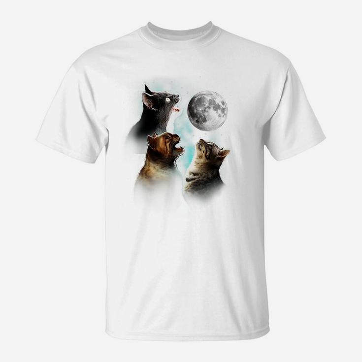 Funny Cat Tshirt, Cats Meowling At Moon Shirt, Cat Lover T-Shirt