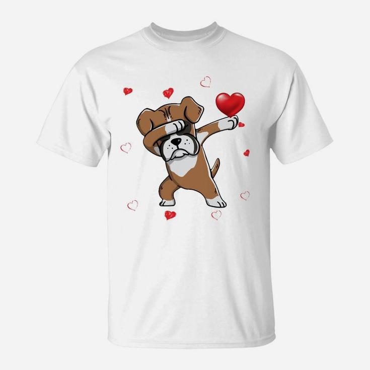 Funny Dabbing Boxer Dog Breeds Valentines Day Gift T-Shirt
