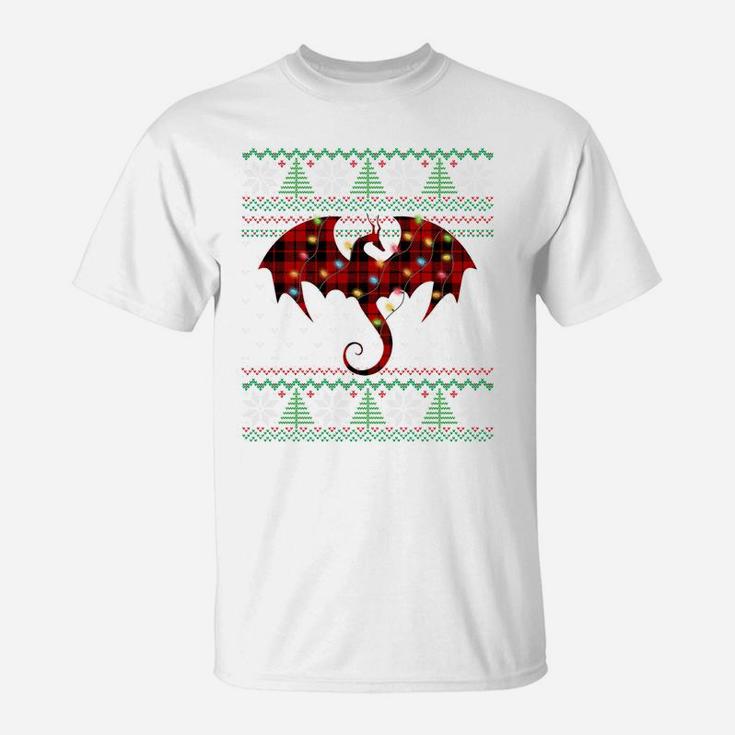 Funny Dragon Ugly Sweater Christmas Animals Lights Xmas Gift Sweatshirt T-Shirt