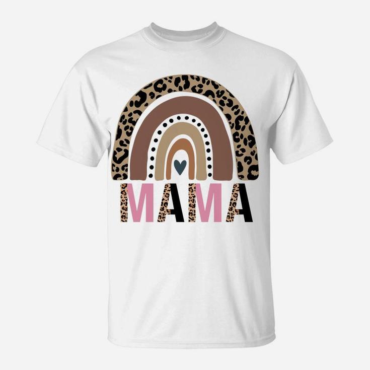 Funny Mama Mom Leopard Print Boho Rainbow Mother's Day Gift T-Shirt