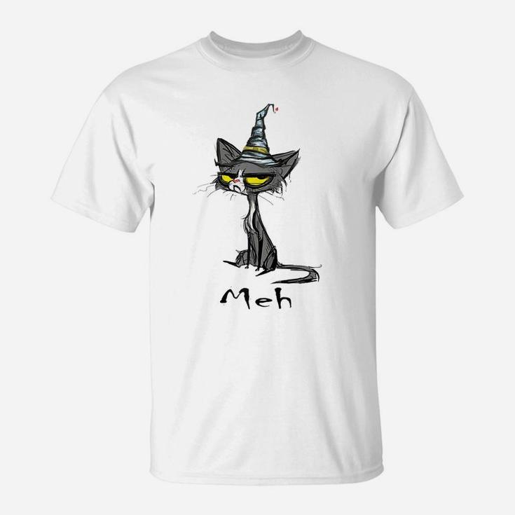 Funny Meh Cat For Cat Lovers Raglan Baseball Tee T-Shirt