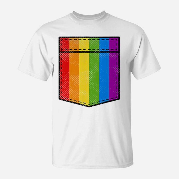 Gay Pride Rainbow Pocket T Shirt Lgbt Pride Gift T-Shirt