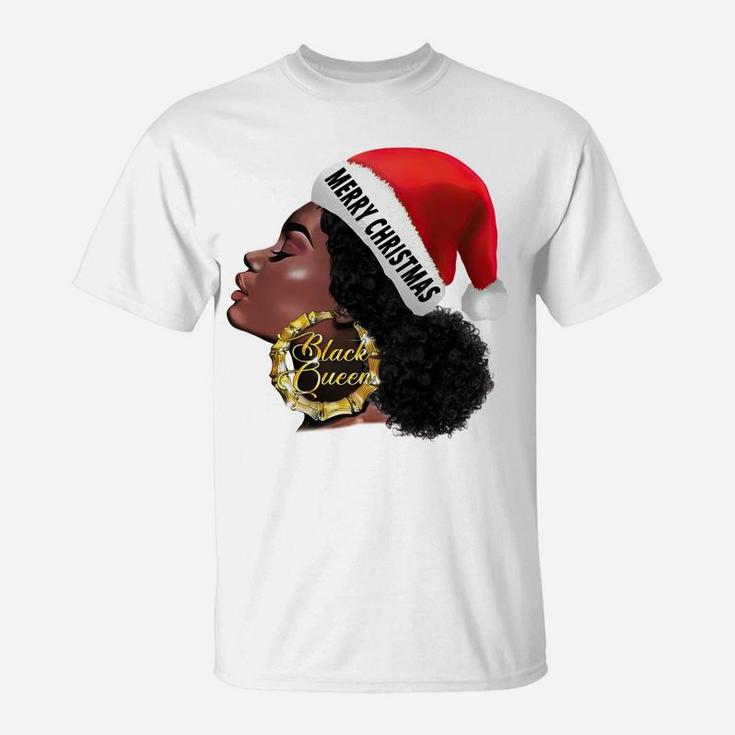 Gifts Afro Diva Merry Christmas Santa Melanin Black Queen Sweatshirt T-Shirt