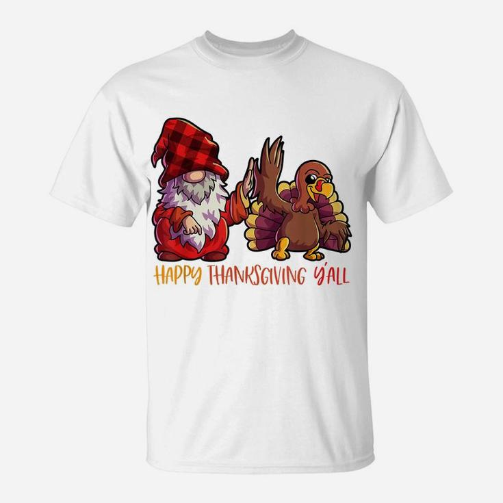 Gnome Thanksgiving Shirt Women Buffalo Plaid Kids Turkey T-Shirt
