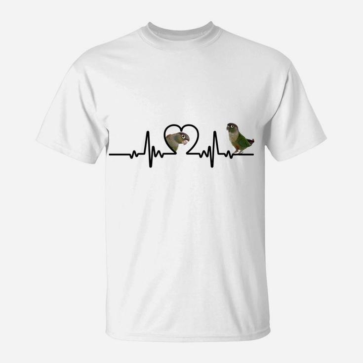 Green Cheek Conure Apparel, Heart Beat Parrot Bird T-Shirt