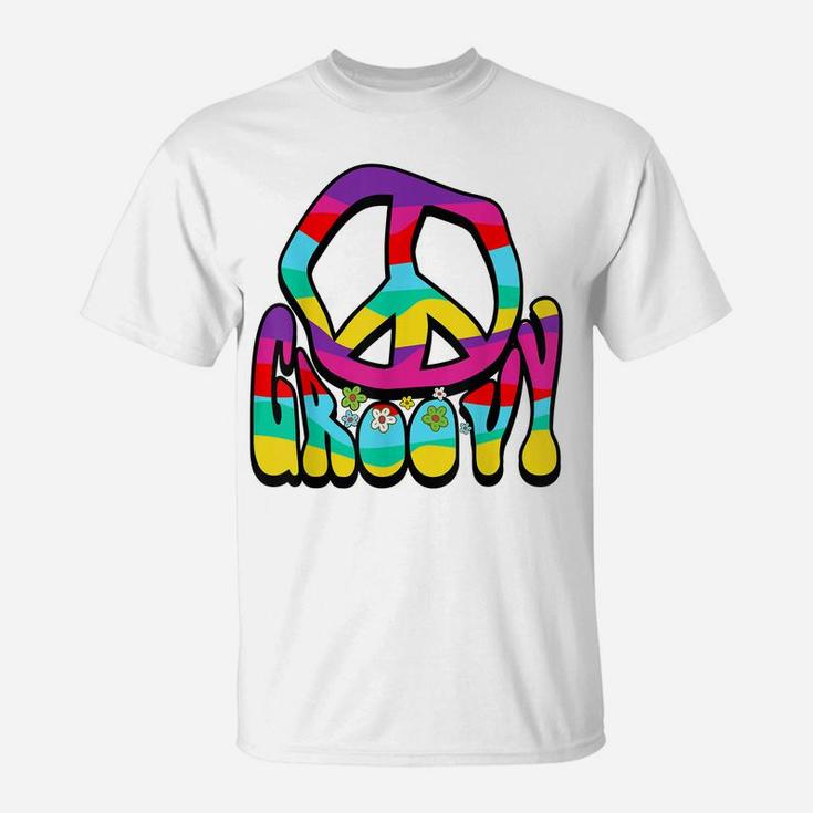 Groovy Hippie 60S 70S Peace Sign Symbol 1970S Flower Power T-Shirt