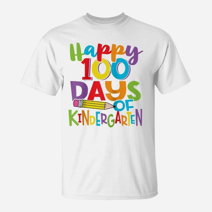 Happy 100 Days Of Kindergarten Teacher And Kids Colorful Raglan Baseball Tee T-Shirt