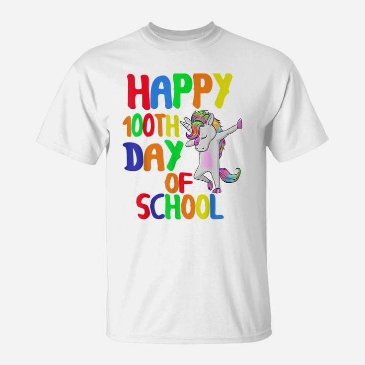 Happy 100Th Day Of School Funny T-Shirt Unicorn Dabbing T-Shirt