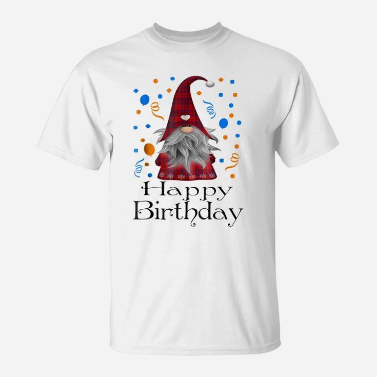 Happy Birthday Gnome Plaid T Shirt Cute Party Gifts T-Shirt
