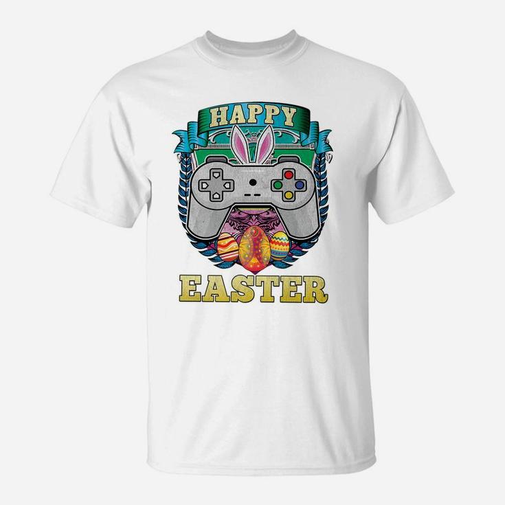 Happy Easter Bunny Boy Gamer Girl Video Game Controller Kids T-Shirt