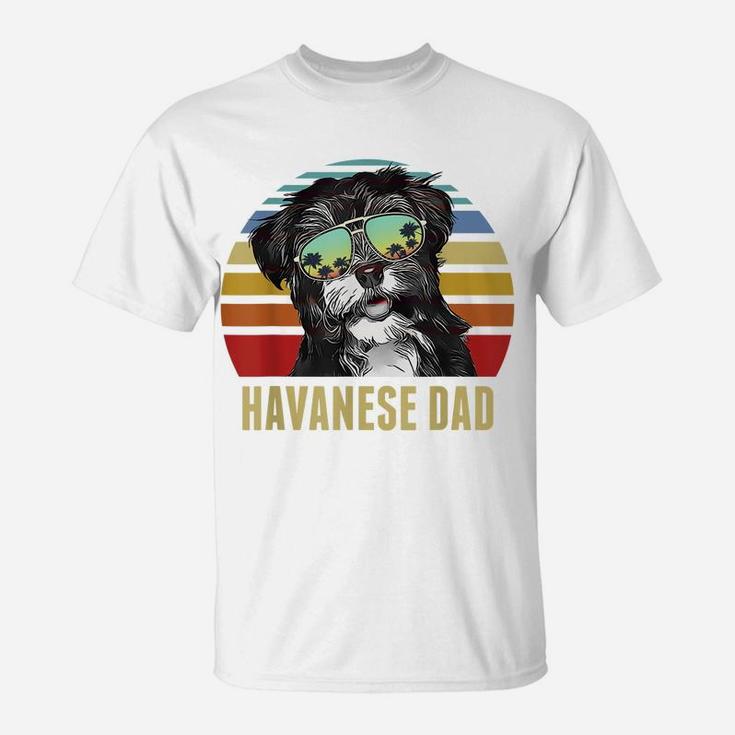 Havanese Best Dog Dad Ever Retro Sunset Beach Vibe T-Shirt