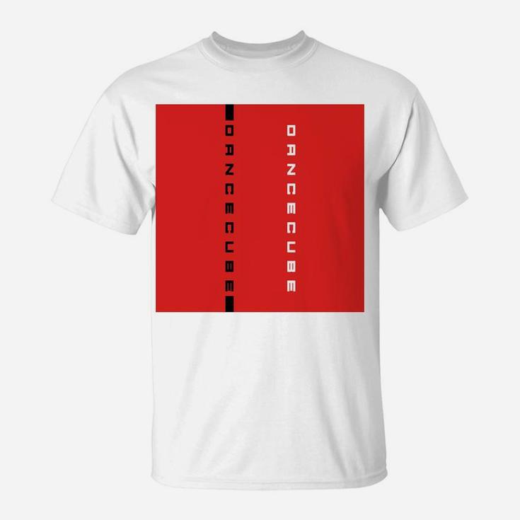 Herren T-Shirt DanceCube Design in Rot und Weiß, Grafikdruck