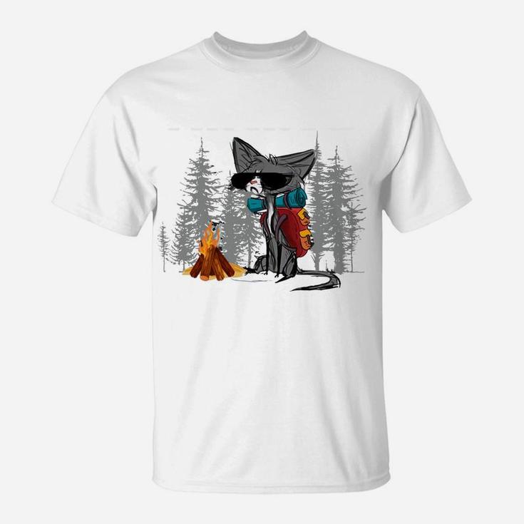 Hiking Because Murder Is Wrong Funny Cat Hiking Lovers Sweatshirt T-Shirt