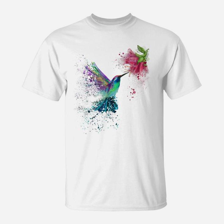 Hummingbird And Flower Bird Watcher Hummingbird Lover T-Shirt