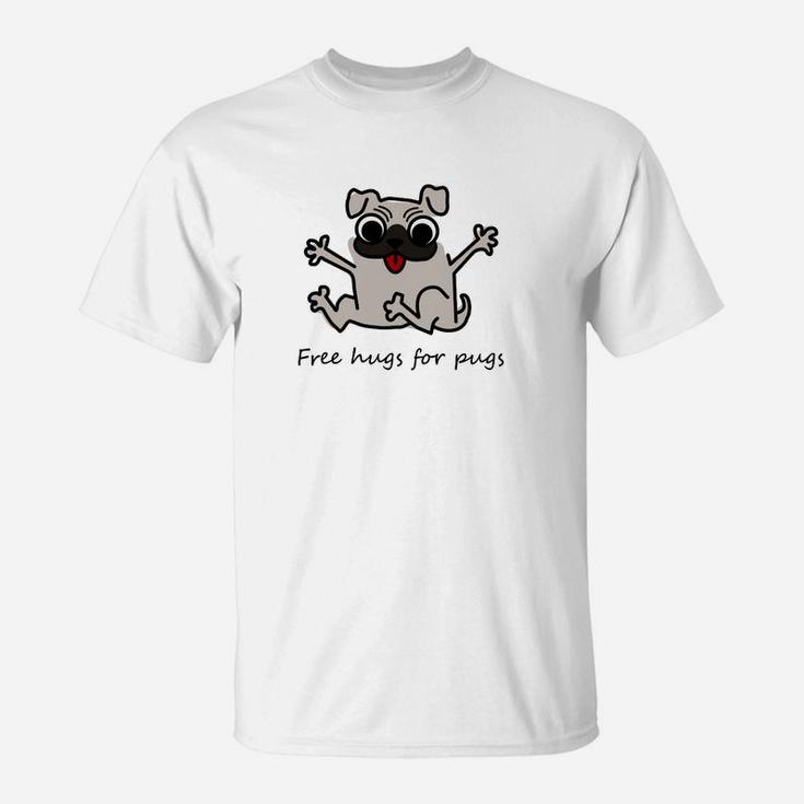 Hund Mops Free Hugs For Pugs T-Shirt