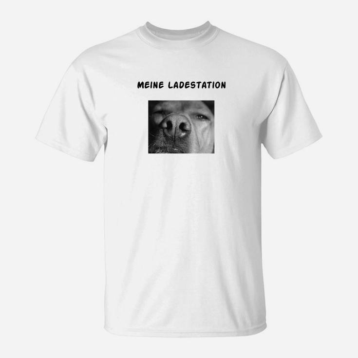 Hundeschnauze Lustiges T-Shirt Meine Ladestation, Witziges Hundeliebhaber Tee