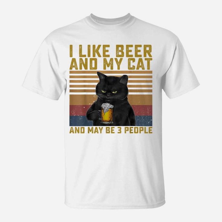 I Like Beer My Cat And Maybe 3 People Cat Lovers Gift T-Shirt