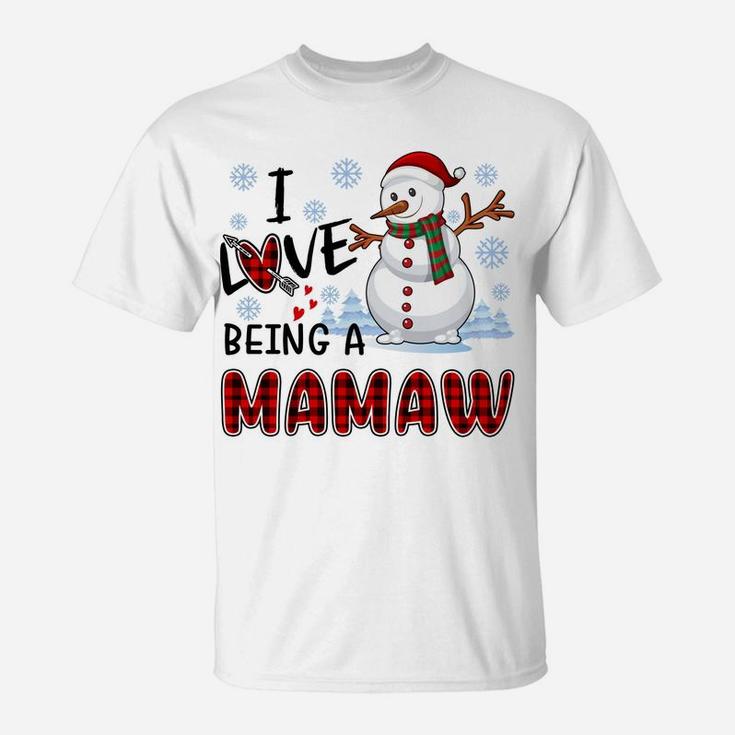 I Love Being A Mamaw Cute Hearts Snowflakes Snowman Gifts Sweatshirt T-Shirt