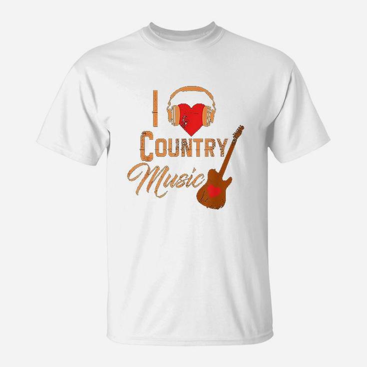 I Love Country Music Heart Design Country Western T-Shirt