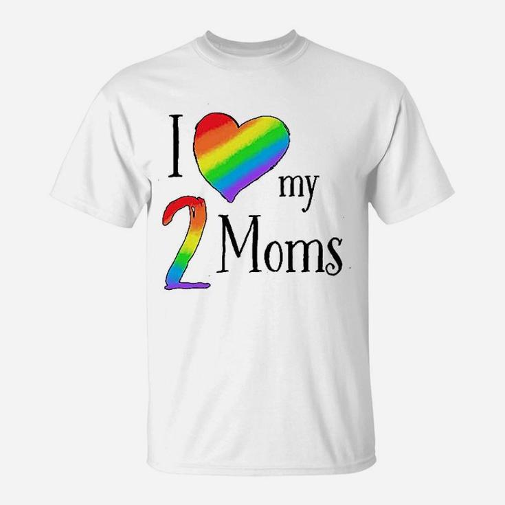 I Love My 2 Moms Pride Rainbow Heart Baby T-Shirt