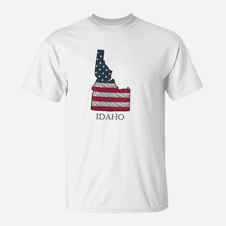 Idaho United States Flag Patriotic Map Id T-Shirt
