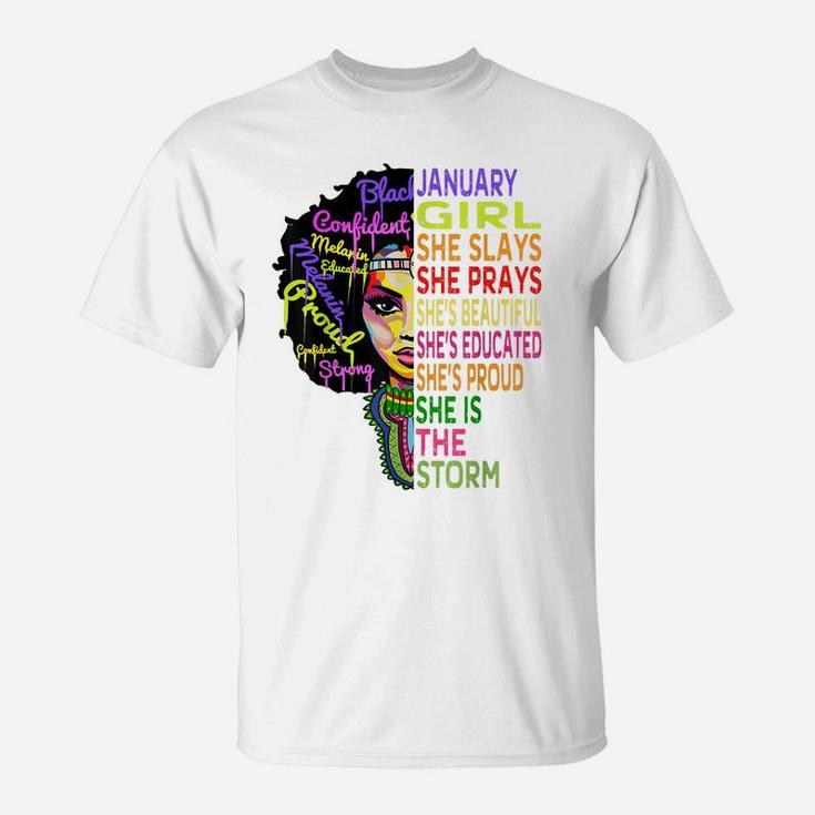 January Birthday Shirts For Women - Black African Queen Gift T-Shirt