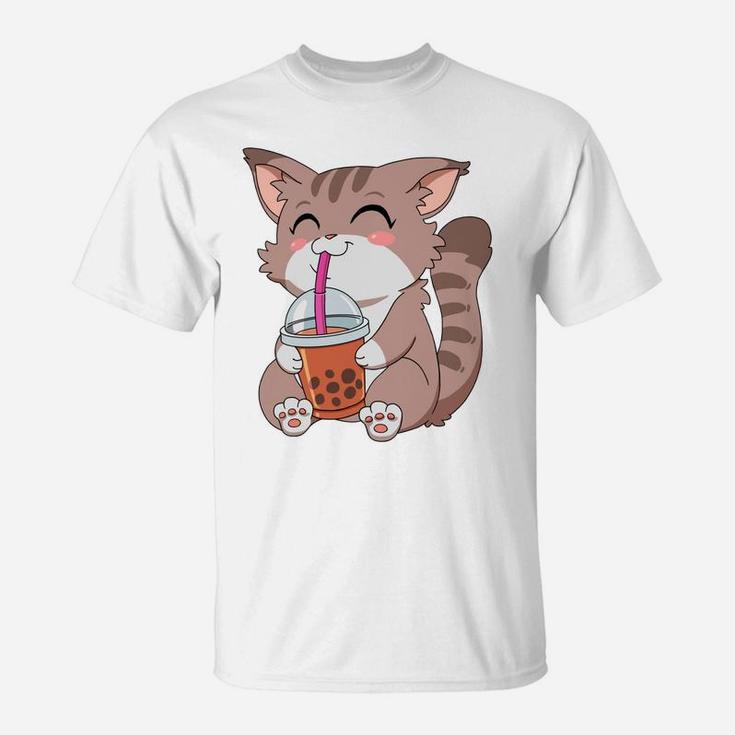 Japanese Kawaii Anime Cat Boba Tea T-Shirt