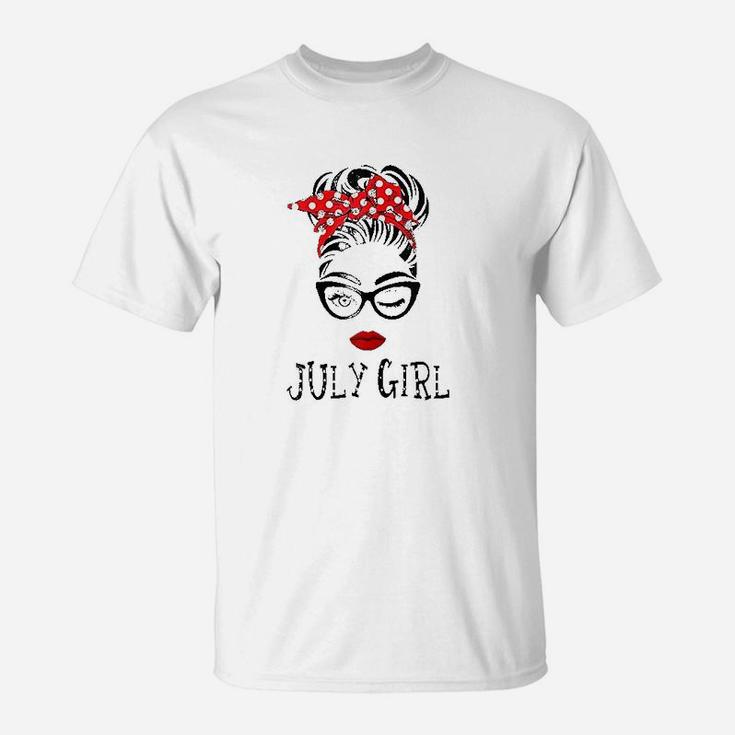 July Girl Wink Eye Woman Face T-Shirt