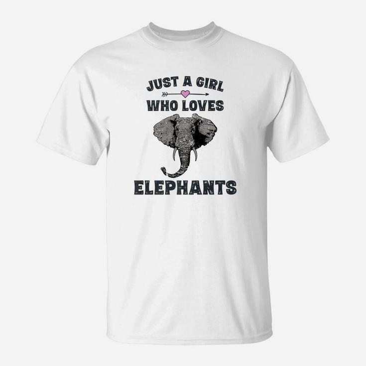 Just A Girl Who Loves Elephants Elephant Gift Girls T-Shirt