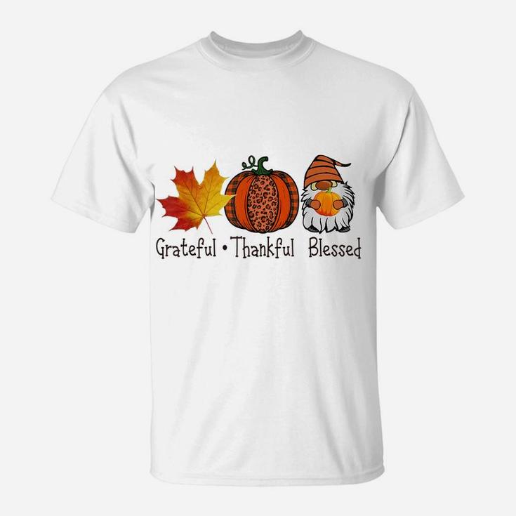 Ki Fall Leaves Pumpkin Gnome Thanksgiving Autumn Costume T-Shirt