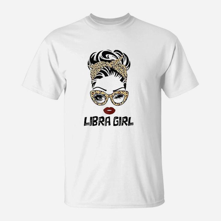 Ki Libra Birthday Zodiac Costume Leopard Prints Gift Girl T-Shirt