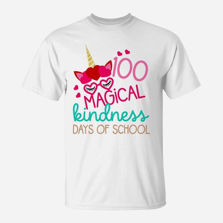 Kids 100 Days School Gift Little Girls 100 Magical Kindness Days T-Shirt
