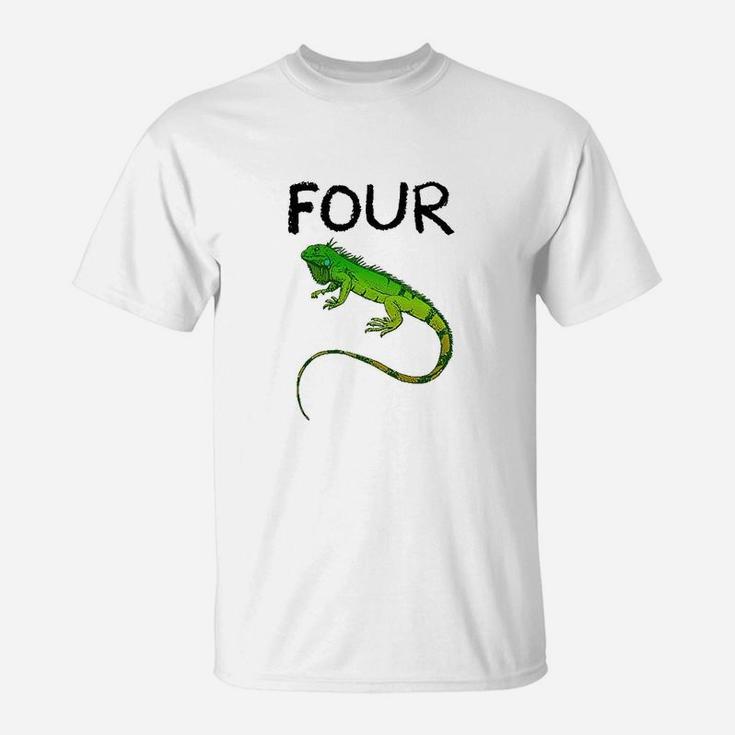 Kids 4 Year Old Lizard Reptile Birthday Party 4Th Birthday T-Shirt