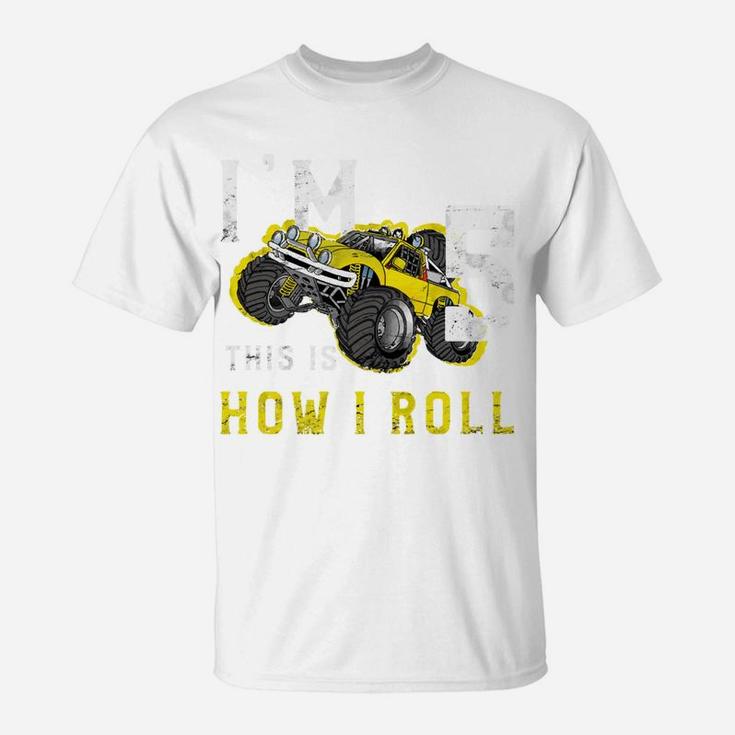 Kids 5 Year Old Shirt 5Th Birthday Boy Monster Truck Car T-Shirt