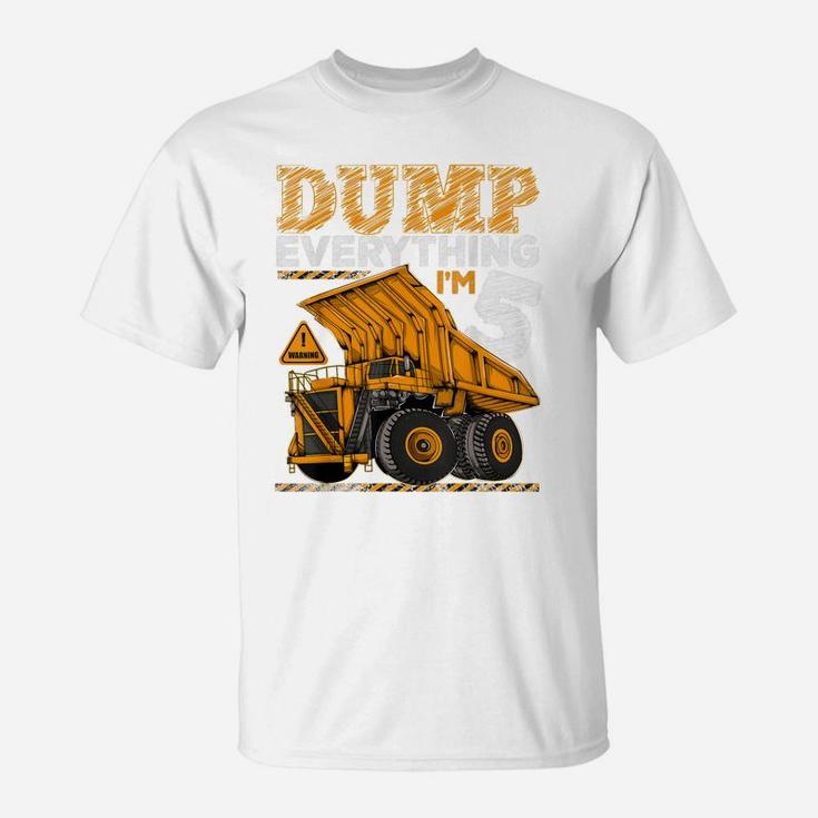 Kids 5 Years Old Construction Truck Dumper 5Th Birthday Boy T-Shirt
