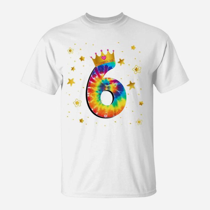 Kids 6Th Birthday Girls Colorful Tie Dye Number 6 Years Old T-Shirt