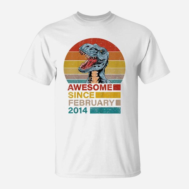 Kids Birthday Gift Awesome Since January 2014 Dinosaur 7 Years T-Shirt