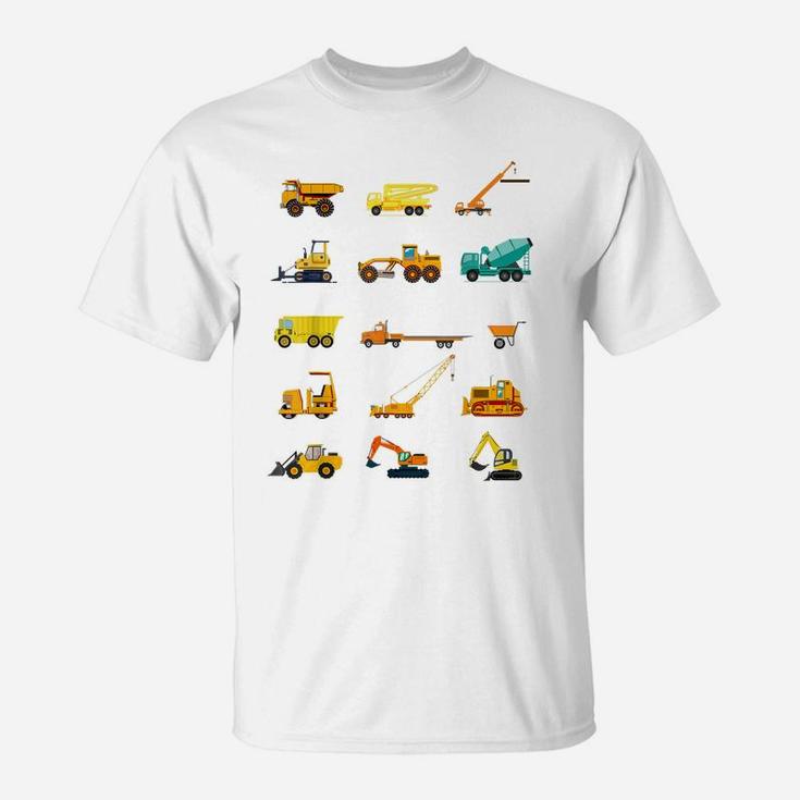 Kids Construction Site Trucks Birthday Gift Tee Machine Car T-Shirt