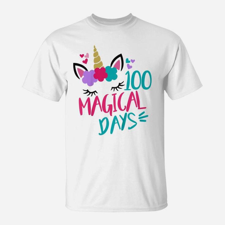 Kids Happy 100Th Day Of School Unicorn 100 Magical Days T-Shirt
