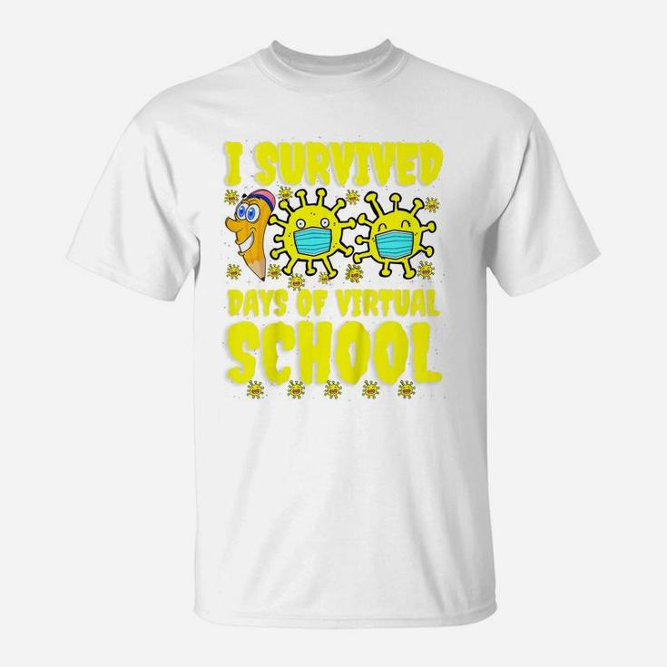 Kids I Survived 100 Days Of Virtual School Students And Teachers T-Shirt