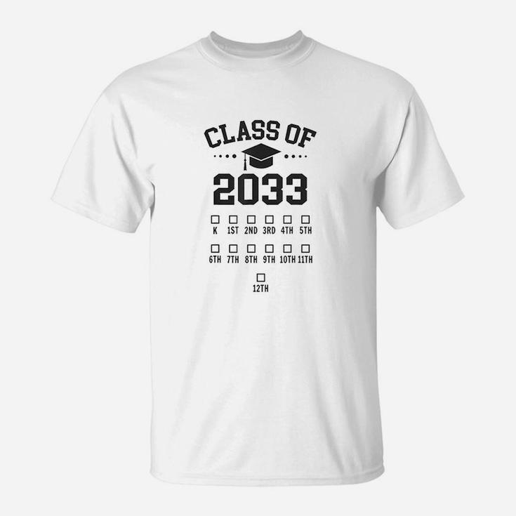 Kindergarten Class Of 2033 Grow With Me Space For Chackmarks T-Shirt