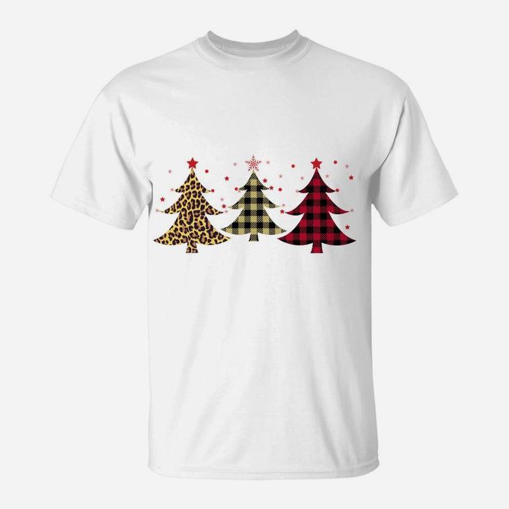 Leopard And Red Buffalo Plaid Xmas Tree Merry Christmas Sweatshirt T-Shirt