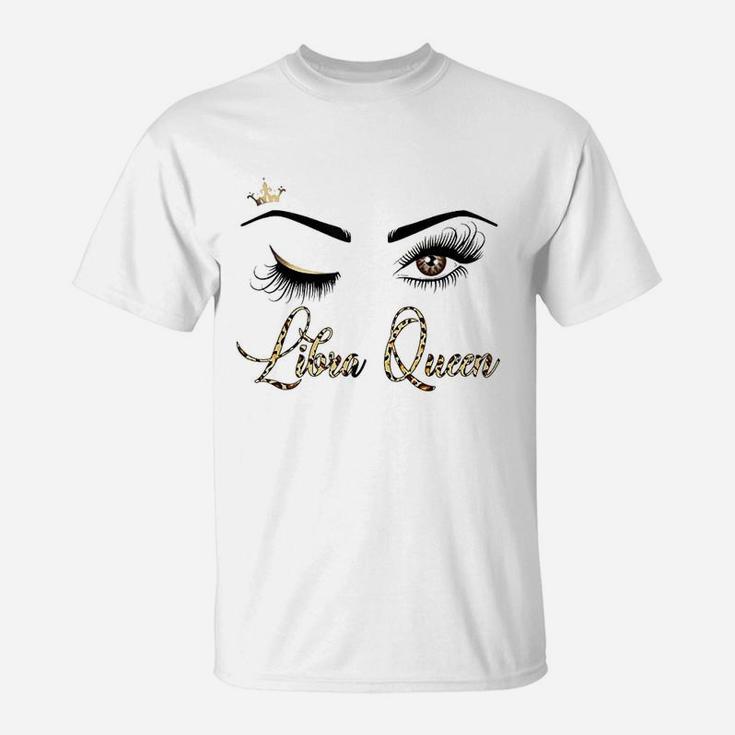 Libra Zodiac Birthday Leopard Print Gift For Girls Women T-Shirt