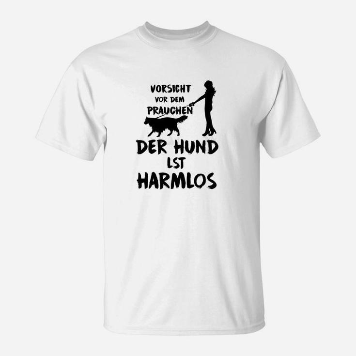 Lustiges Herren T-Shirt Vorsicht vor Frauchen, Hund harmlos