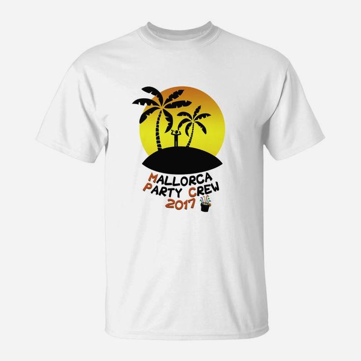 Mallorca Party Crew 2017 T-Shirt mit Sonnenuntergang & Palmen