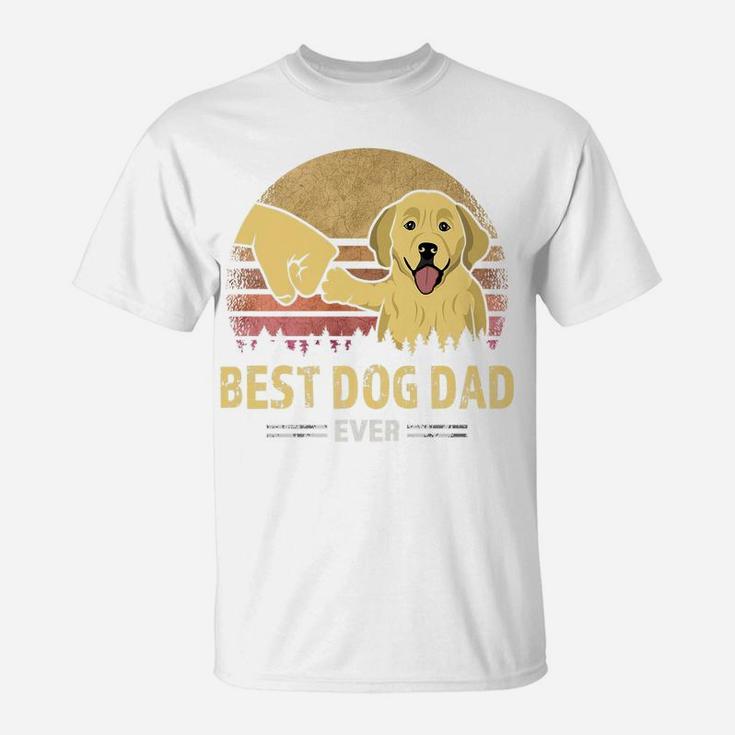 Mens Best Dog Dad Ever Golden Retriever Retro Puppy Lover Design T-Shirt