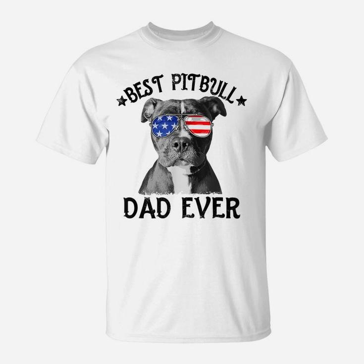 Mens Best Pitbull Dad Ever American Flag Dog Lover 4Th Of July T-Shirt